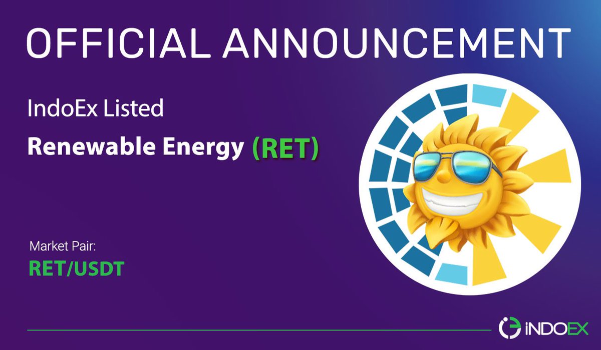 🎉 RET topluluğunu tebrik ederiz!

RET ticareti artık IndoEx'te canlı! 🚀  

🔹 Ticaret: Açık
🔹 Çift: RET/USDT

Şimdi işlem yapmaya başlayın: indoex.io/trade/RET_USDT

$RET #RenewableEnergyToken #IndoEx