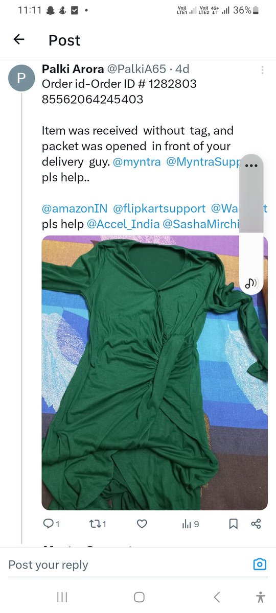 PalkiA65's tweet photo. @myntra  @MyntraSupport  @SashaMirchi @accelindia 

#fraud #help https://t.co/rseM3grWmm