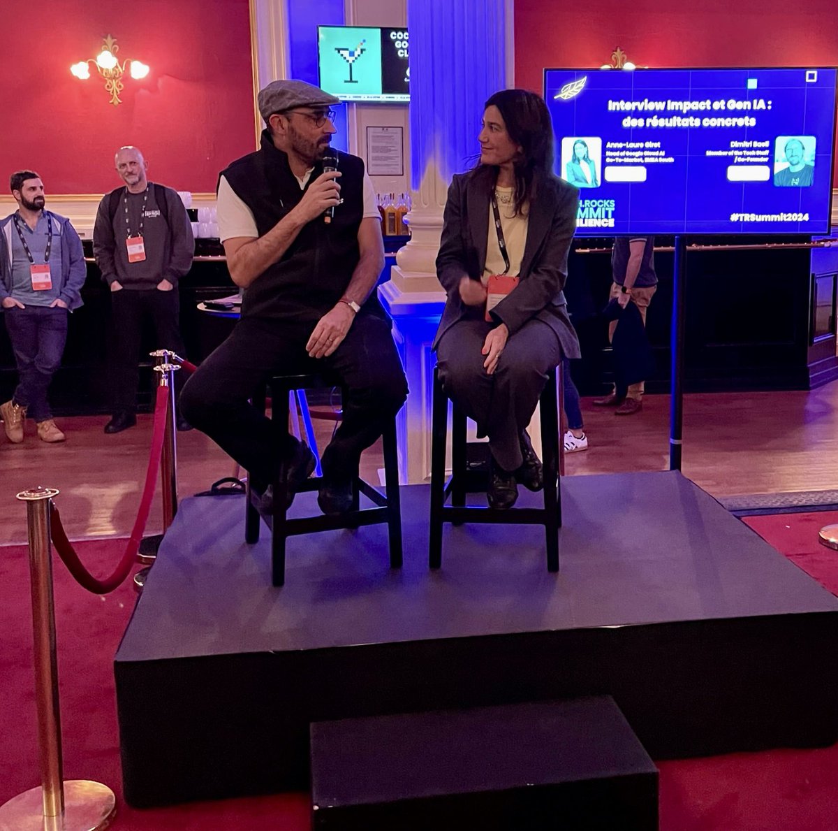 TechRocksFr's tweet image. Pour conclure ce TechRocks Summit 2024, une dernière intervention avec Anne-Laure Giret et Dimitri Baeli sur la GenAI et un cocktail possible grâce à notre partenaire @GoogleCloud_FR ! 🤝🌟

#trsummit2024