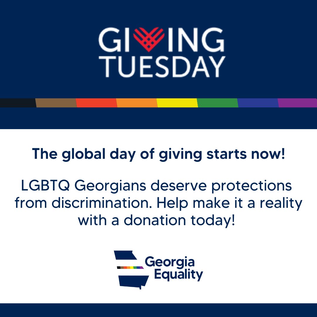 Grassroots generosity &amp; community action are powerful forces for good– especially on days like today, #GivingTuesday.

We know that the continued work of fighting for full LGBTQ+ equality in Georgia will take all of us, including you!

Please donate at: georgiaequality.org/donate/