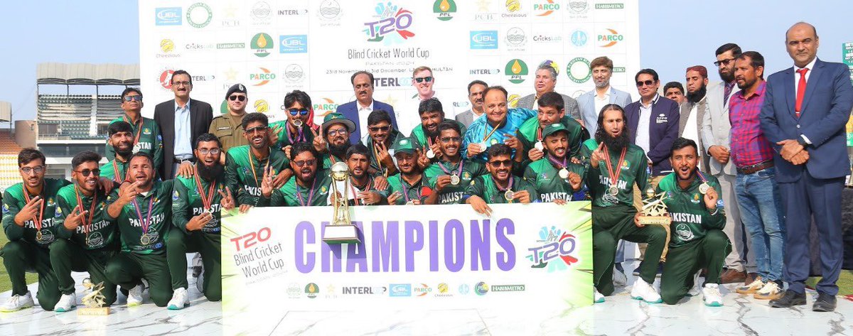 The nation is so proud of you! 🏏🇵🇰 

Congratulations to the Pakistan cricket team for their incredible victory in the World Cup for visually impaired players! 

Your determination and skill have inspired us all. #WorldCupChampions