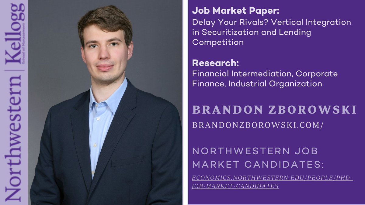 Northwestern Economics (@nueconomics) on Twitter photo Kellogg School of Management PhD Candidate Brandon Zborowski’s research interests are Financial Intermediation, Corporate Finance, Industrial Organization. Learn more about <a href="/brandonzborows1/">Brandon Zborowski</a> & other Northwestern Economics Job Market Candidates at economics.northwestern.edu/people/phd-job… Kellogg School of Management PhD Candidate Brandon Zborowski’s research interests are Financial Intermediation, Corporate Finance, Industrial Organization. Learn more about <a href="/brandonzborows1/">Brandon Zborowski</a> & other Northwestern Economics Job Market Candidates at economics.northwestern.edu/people/phd-job…