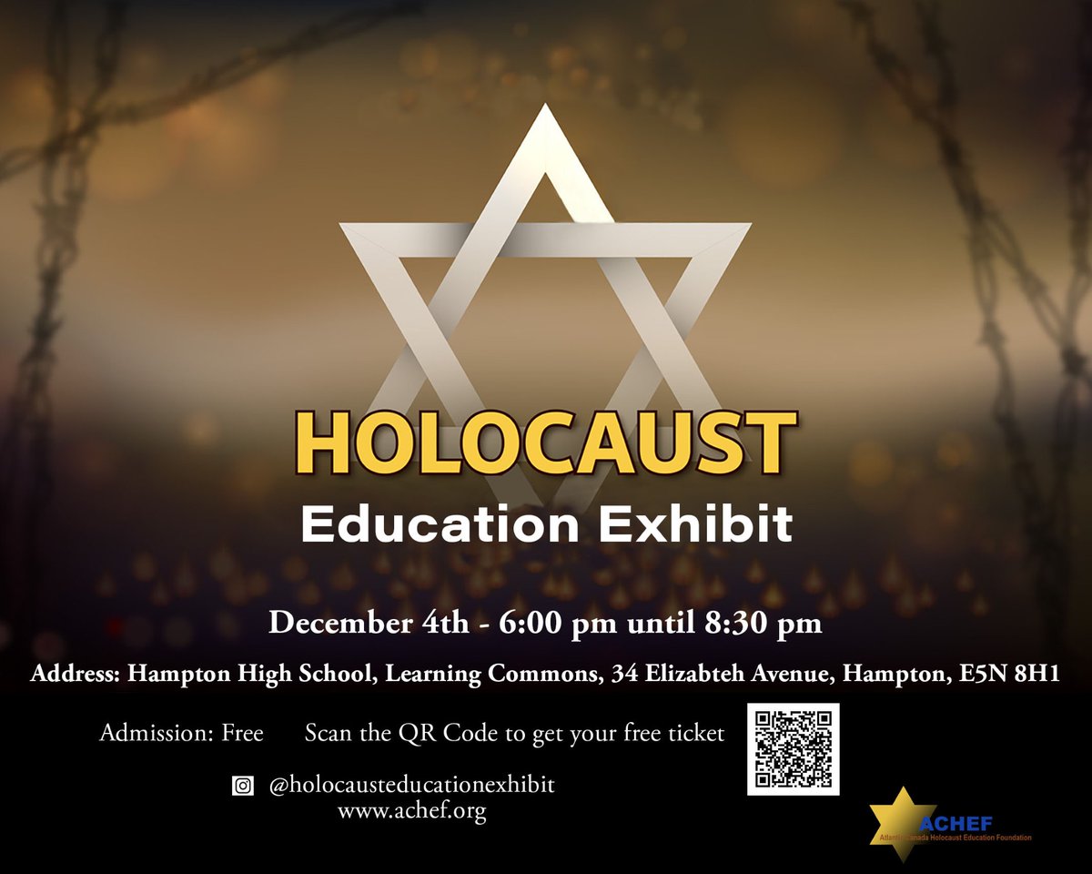 Free Guided Tour of the Holocaust Education Exhibit open to the public tomorrow night at Hampton High School.