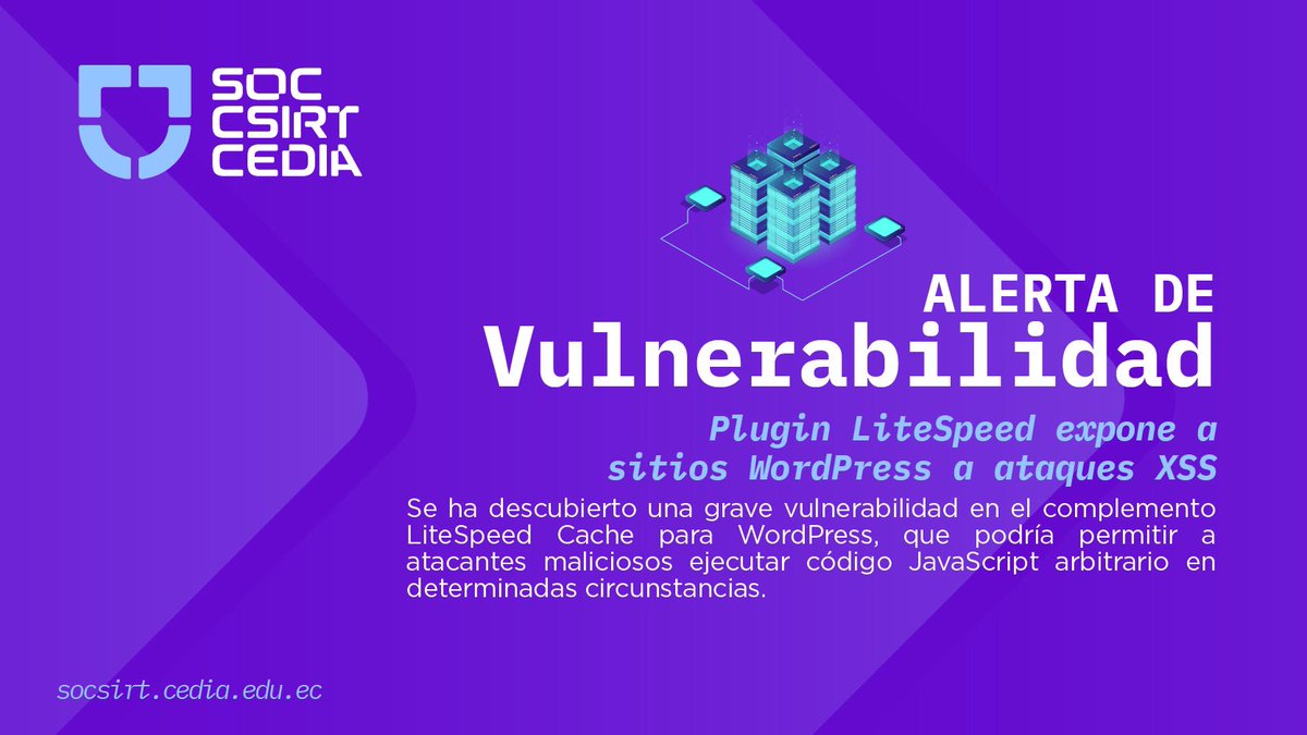 #AlertaVulnerabilidad|| Se han descubierto vulnerabilidades CRÍTICAS en plugins de WordPress. ⚠️ Mantén tus plugins actualizados para evitar ser víctima de ataques. ¡Actúa ahora! 
🌐socsirt.cedia.edu.ec 
#seguridadinformatica #wordpress