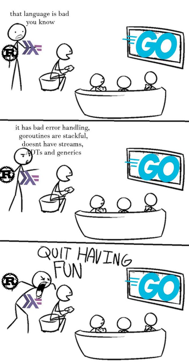 ans_ashkan's tweet image. باحال بود 😁
#golang #haskell #rust