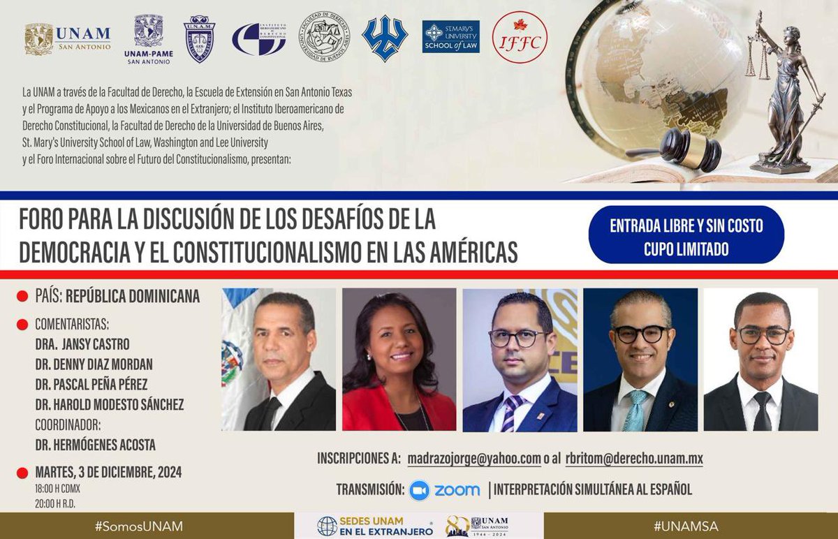 Hoy, a las 8:00 p.m. hora dominicana, el profesor Pascal Peña participará en este foro y nos hablará sobre el Rol de la Sociedad Civil en la defensa del Estado de Derecho: análisis desde la Constitución Dominicana.