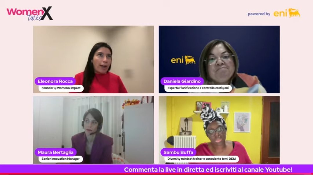 🎤Sambu Buffa Diversity mindset trainer e consulente sui temi DEI

"Le apparenze hanno un impatto molto forte. Il colore della pelle e la mia origine spesso sono stati elementi che mi hanno penalizzato quando mandavo il curriculum."

#womenxtalk