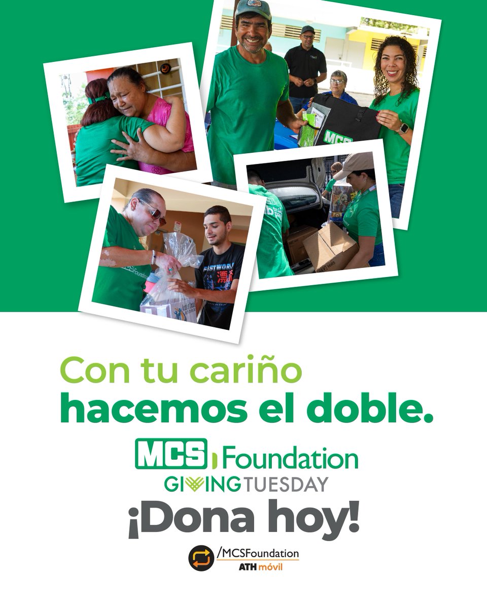 MCSHealthCares's tweet photo. Hoy es hashtag#GivingTuesday ¡Qué mejor forma de celebrarlo que transformando las vidas de las comunidades más vulnerables en Puerto Rico! Juntos, podemos brindarle los cuidados básicos a nuestra gente que tanto lo necesita. https://t.co/ZxFX1OjjW8