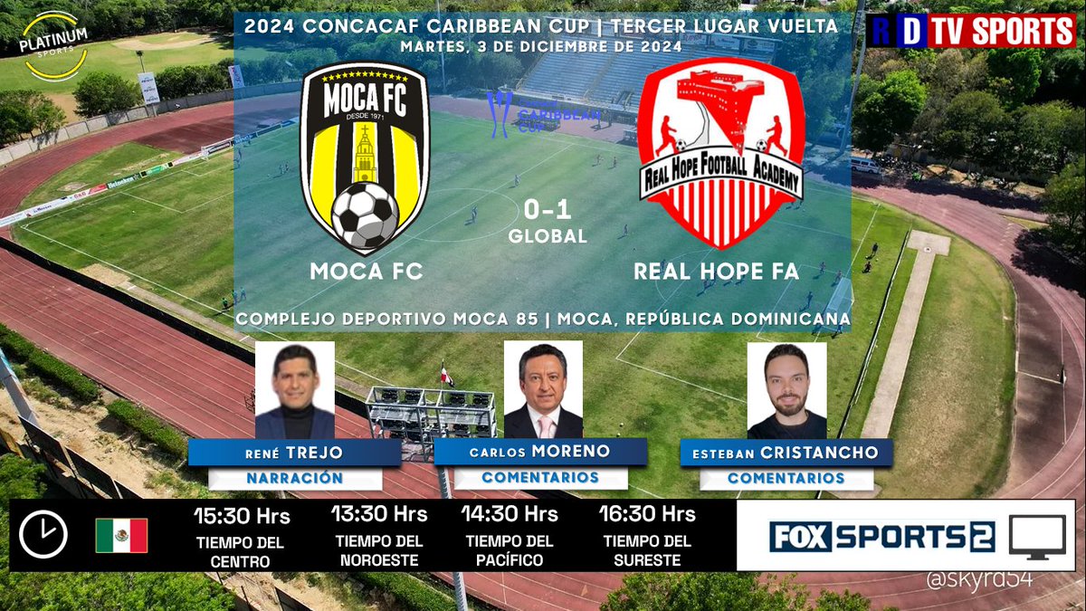 ramonovic09's tweet photo. #ConcacafCaribbeanCup 2024 #TercerLugar Vuelta | @mocafcc ๐ Real Hope
๐ฉ๐ด#Moca ๐ญ๐น #RealHope
๐๏ธ Hoy
๐ฒ๐ฝ โฐ 15:30 Hrs TC, 13:30 Hrs TP
๐บ @FOXSportsMX 2
๐ค @renetrejo19
๐ค๐ @carlosmoreno_w
๐ค๐ @esteban_crismed
๐คณ๐ผ #CCCxFSMX #MOCRHO https://t.co/L91WIQtNP2