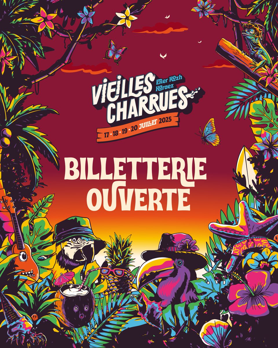 𝙇𝙖 𝙗𝙞𝙡𝙡𝙚𝙩𝙩𝙚𝙧𝙞𝙚 𝙚𝙨𝙩 𝙤𝙪𝙫𝙚𝙧𝙩𝙚 ! 🌴🎟
lesvieillescharrues.seetickets.com
#charrues25 #festival #tropicalvibes