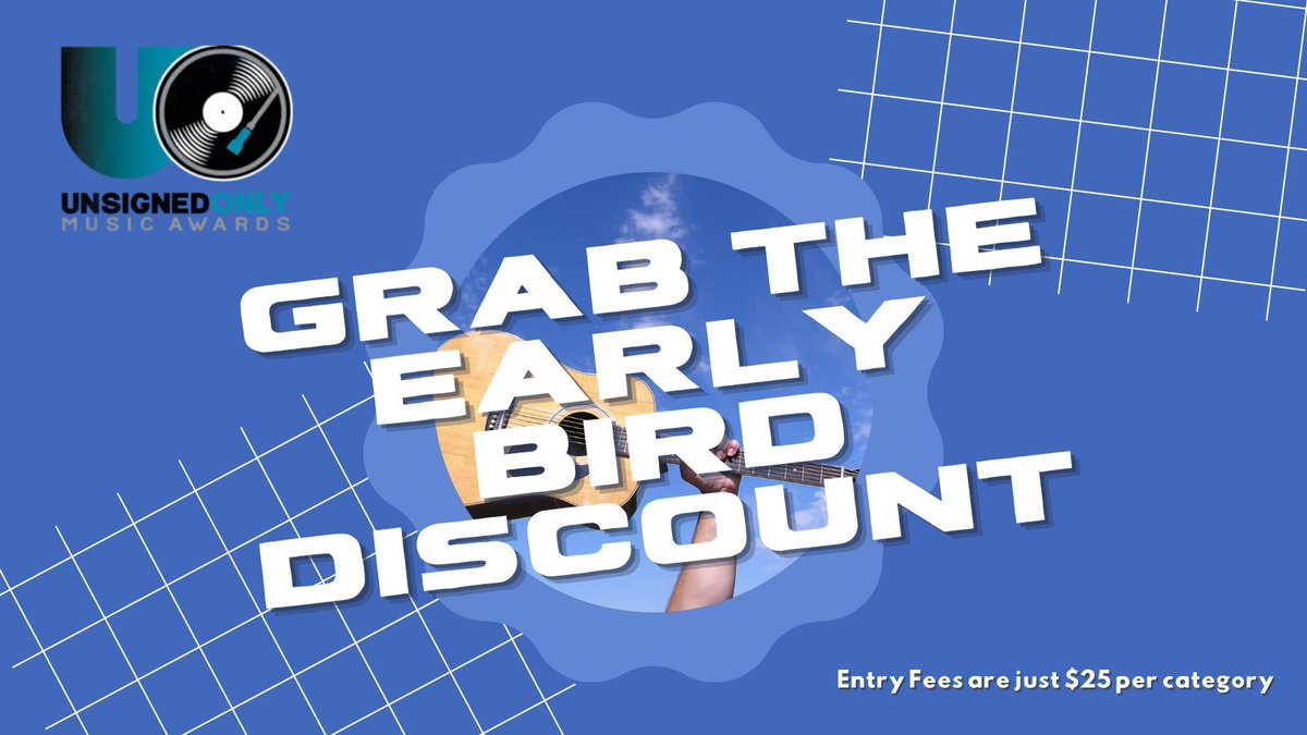 UnsignedOnly's tweet image. Don’t miss the Unsigned Only Music Awards early bird special! Enter now for just $25 per category and showcase your talent to the world.

buff.ly/3XcCXUY
#UnsignedOnly #MusicAwards #IndieMusic #IndieBands #IndieArtist #Music #NewArtist