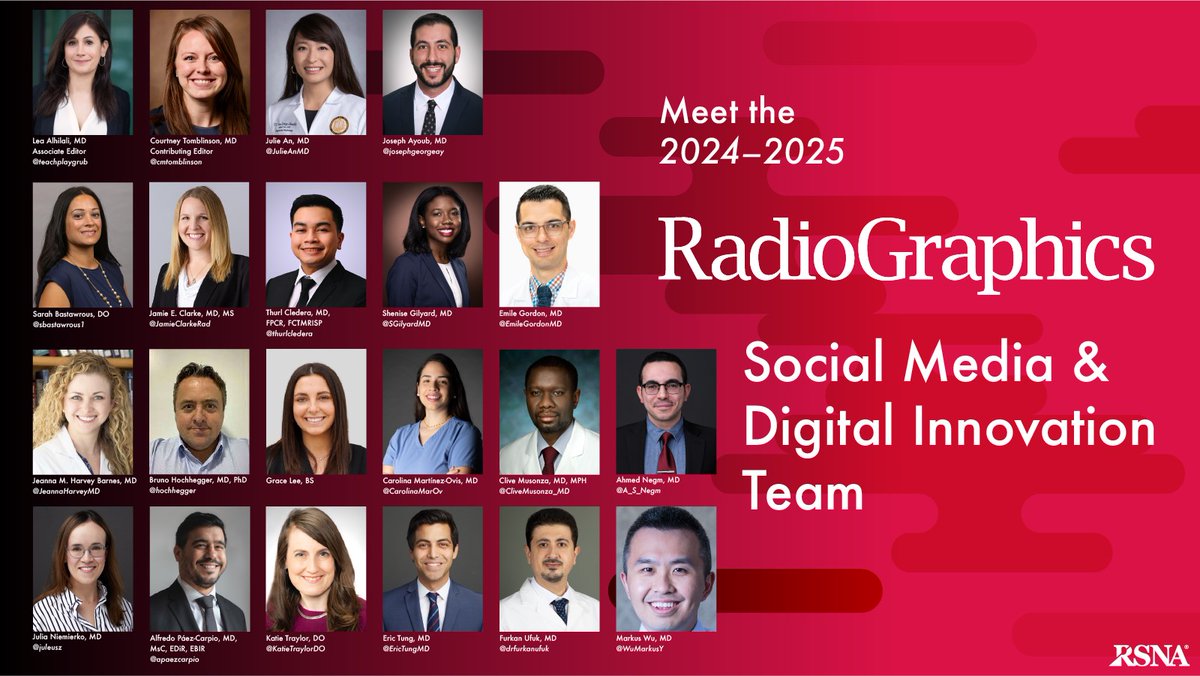 RadioGraphics (@radiographics) on Twitter photo A warm welcome to the new and returning members of the RadioGraphics Social Media and Digital Innovation (SMDI) Team and our new SMDI Associate Editor, Dr. Lea Alhilali! <a href="/teachplaygrub/">Lea Alhilali, MD</a> <a href="/cookyscan1/">Cooky Menias</a> <a href="/RadG_Editor/">RadioGraphics_Editor</a> A warm welcome to the new and returning members of the RadioGraphics Social Media and Digital Innovation (SMDI) Team and our new SMDI Associate Editor, Dr. Lea Alhilali! <a href="/teachplaygrub/">Lea Alhilali, MD</a> <a href="/cookyscan1/">Cooky Menias</a> <a href="/RadG_Editor/">RadioGraphics_Editor</a>