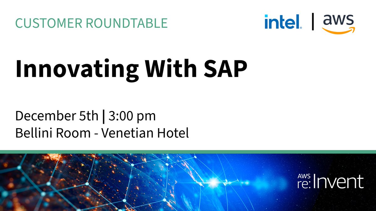 LemongrassCloud's tweet image. If you are at AWS re:Invent this year, sign up for our special SAP customer roundtable hosted by AWS and Intel where we will be discussing BTP & AI Innovation, Optimization and Total Cost of Ownership. hubs.la/Q02-9vD00
#SAPBTP #SAPonAWS #AWSreInvent2024 #Intel #AWS