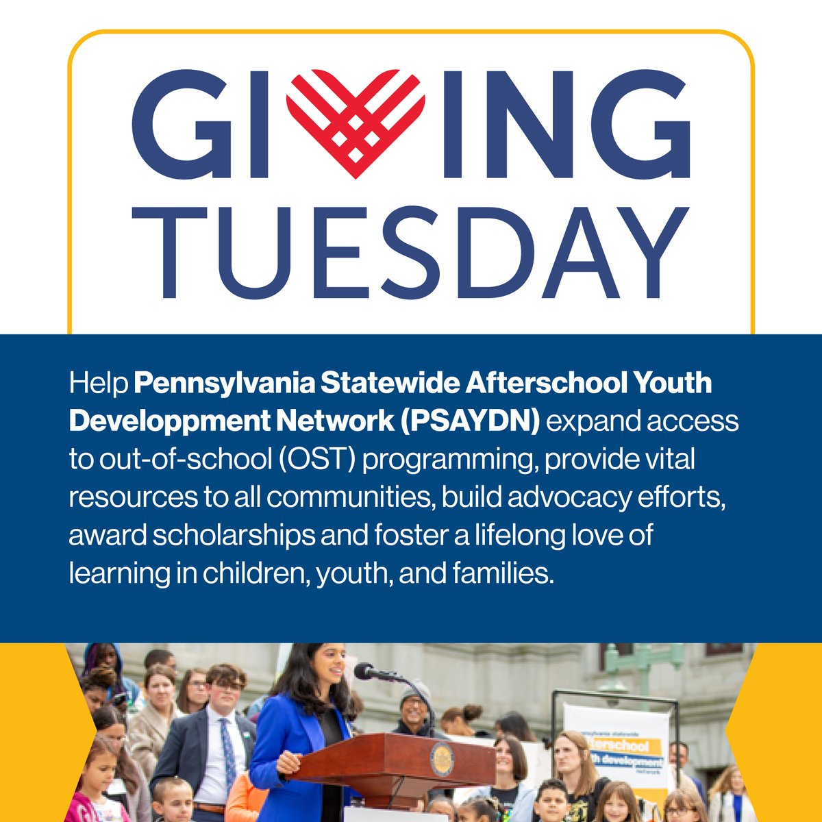 This #GivingTuesday, consider donating to the PSAYDN Fund at the Susquehanna Education Foundation and help us expand access to out-of-school programming, provide vital resources to all communities, build advocacy efforts, and award scholarships. <a href="/CSIU16/">CSIU</a> hubs.ly/Q02-bvhC0