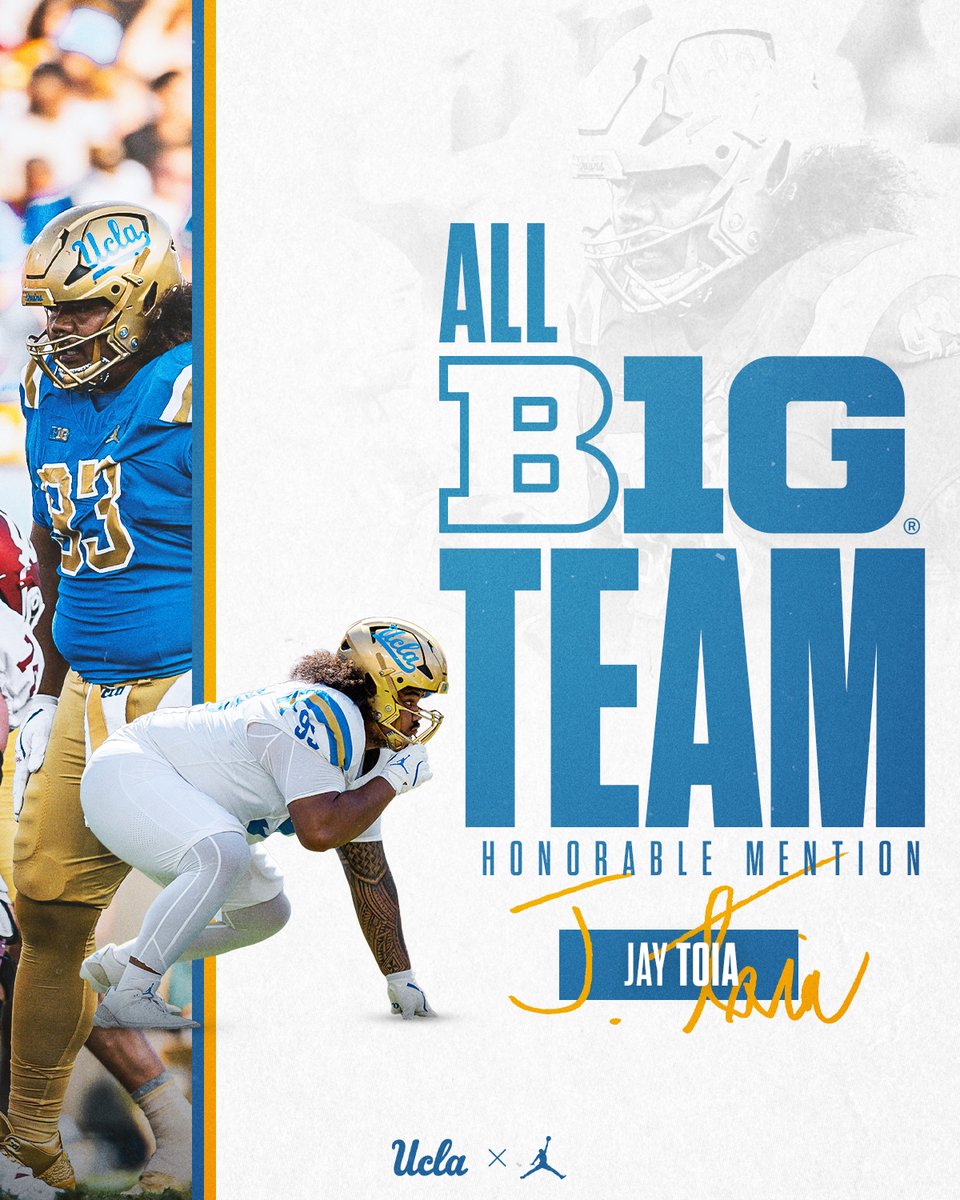 Jay Toia, 𝗔𝗹𝗹-𝗕𝗶𝗴 𝗧𝗲𝗻 𝗛𝗼𝗻𝗼𝗿𝗮𝗯𝗹𝗲 𝗠𝗲𝗻𝘁𝗶𝗼𝗻 💪

ℹ️: ucla.in/4ilFNkO

#GoBruins | <a href="/JayToia_102/">JayToia</a>