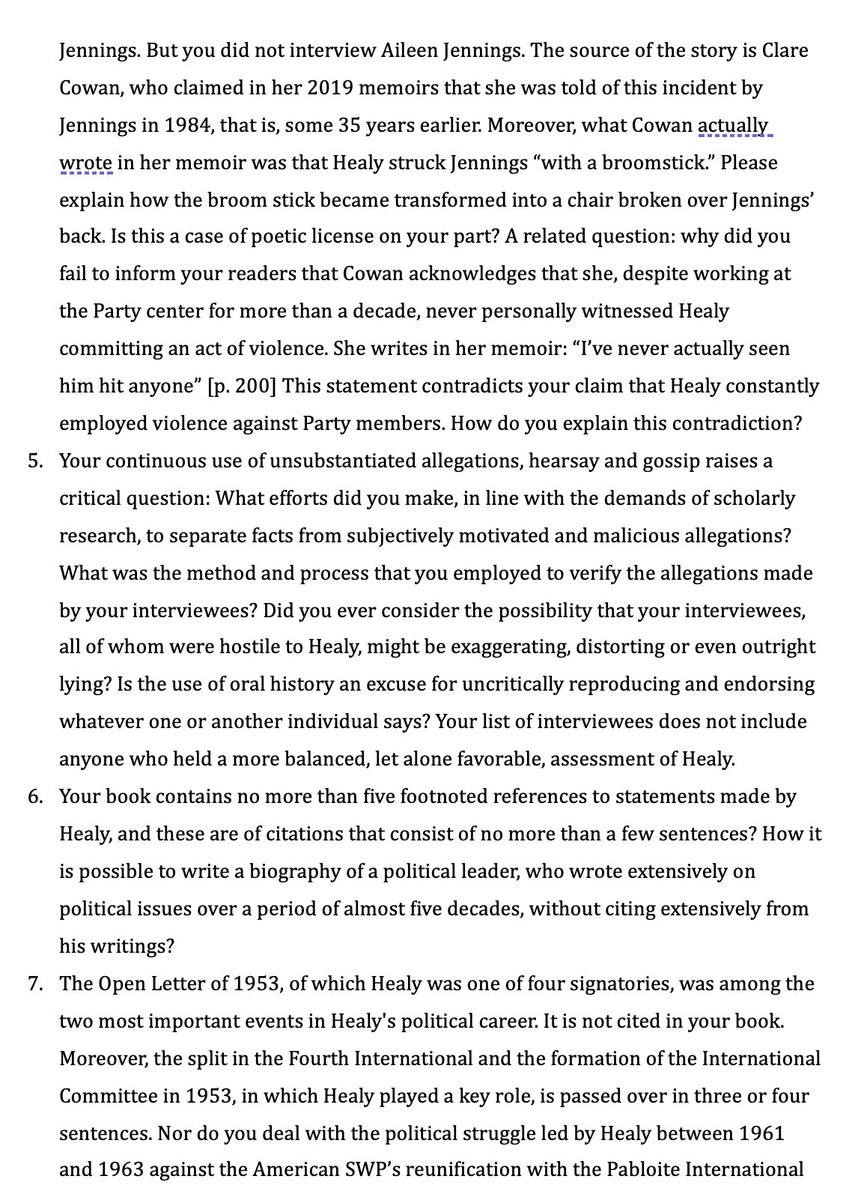 DavidNorthWSWS's tweet photo. At the Dec.  2 seminar hosted by the Institute of Historical Research, Aidan Beatty's rehash of his anti-Healy slanders took up 60 minutes of the 90 minute program. I had time only to raise a few of the questions that I had prepared. This is the full text of my 10 questions. https://t.co/G8GiZiaTjQ