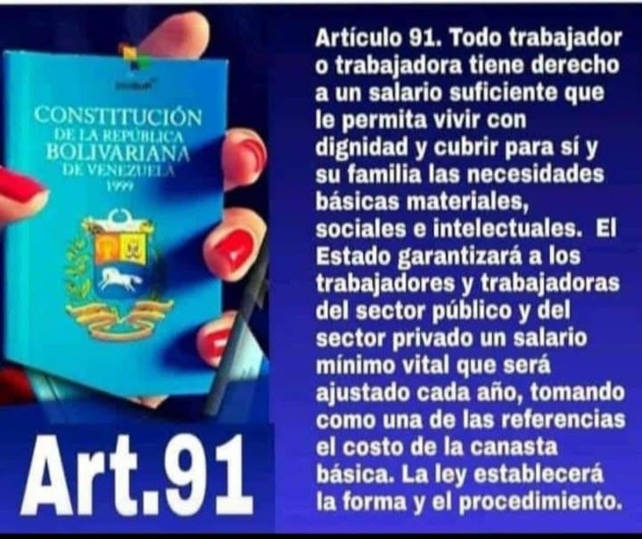 Salario mínimo 130Bs. Equivalente en dólar 
2.72 BCV al mes.
Pregunten a los pensionados si los dos meses de aguinaldos son suficientes para el sostenimiento de la familia. 
Además los bonos, aparté que son discriminatorios, no son calculados como salario.
Total pobreza extrema.