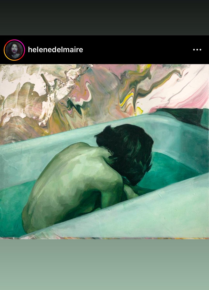 obsessed with this painting by Hélène Delmaire, which inspired this ekphrastic poem from We Contain Landscapes (<a href="/Tin_House/">Tin House</a>, 2025). it’s a sonnet that breaks off, with fewer syllables at the last line, bc the speaker is crying . WCL is out in March 🌀