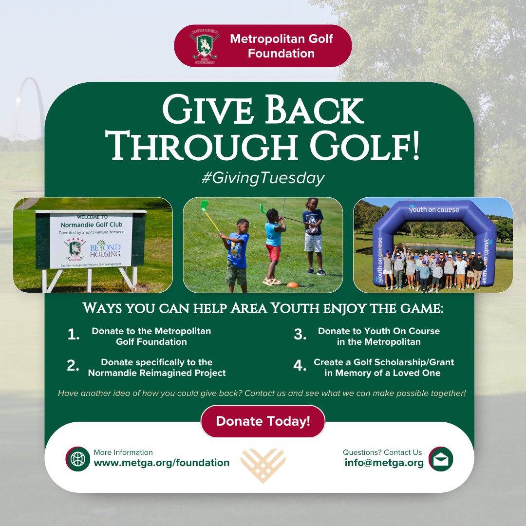 It’s #GivingTuesday which means it’s time to give back through golf! ⛳️ Make your mark by donating to the Metropolitan Golf Foundation, whose purpose is aimed at helping youth play and access golf while embracing its values. 

Donate: metga.org/foundation