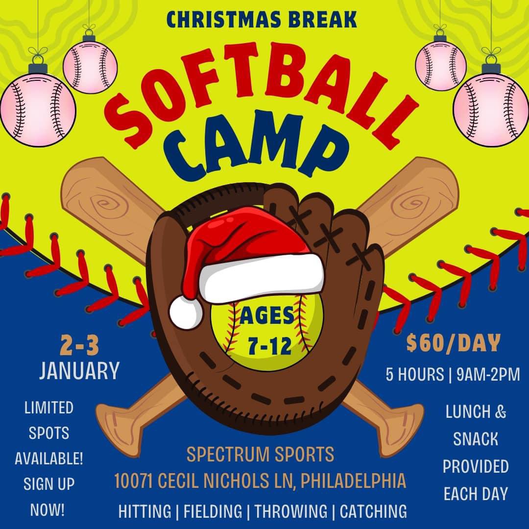 ComeToSpectrum's tweet photo. 🎄CHRISTMAS 🎄 ⚾️ &amp; 🥎 CAMPS!

We will be having 2 day camps over Christmas break for baseball &amp; softball! Sign up now so you get a spot! Limited spots available

https://t.co/F1xcgOFX9e https://t.co/rklwynLuqF
