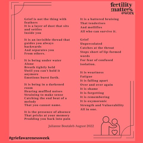 fertilitymattersatwork (@fertmatterswork) on Twitter photo Sometimes it's hard to express what grief in fertility looks and feels like but this poem captures it beautifully. Thank you to the incredible Julianne Bouteleb @parenthoodinmind for her thought provoking words 💛 Sometimes it's hard to express what grief in fertility looks and feels like but this poem captures it beautifully. Thank you to the incredible Julianne Bouteleb @parenthoodinmind for her thought provoking words 💛