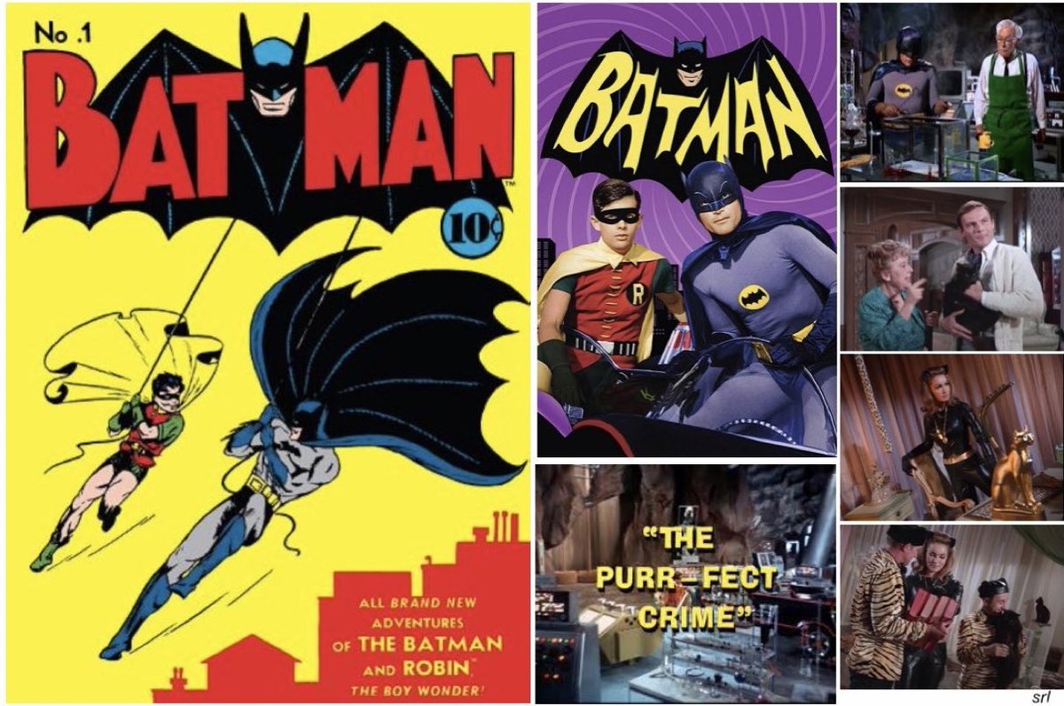 SaveRedlandLibr's tweet photo. 7:05pm TODAY on @TalkingPicsTV
From 1966, s1 Ep 19 of 📺 #Batman - "The Purr-fect Crime" directed by #JamesSheldon & written by #StanleyRalphRoss
+ #LeeOrgel
Based on #DCComics characters created by artist #BobKane & writer #BillFinger
🌟#AdamWest #BurtWard #JulieNewmar https://t.co/ajipehjsg2