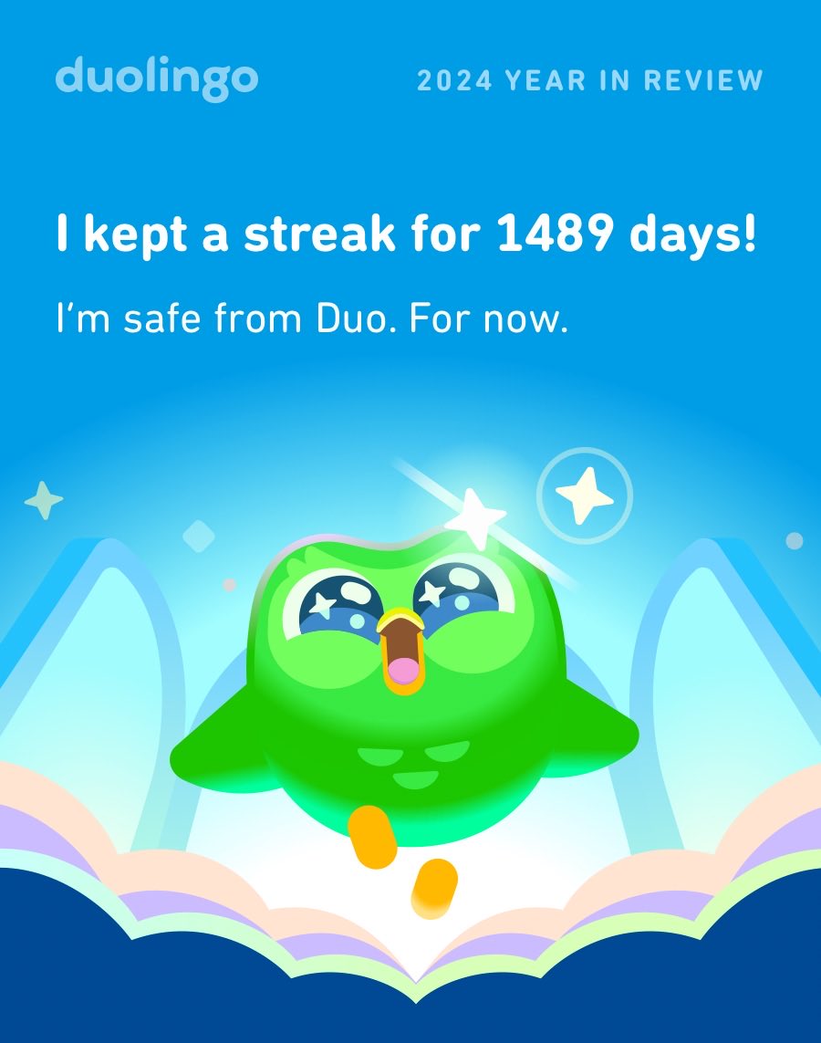 freewayna's tweet image. Are you safe from Duo this year? #Duolingo365 ⁦@duolingo⁩ 💚