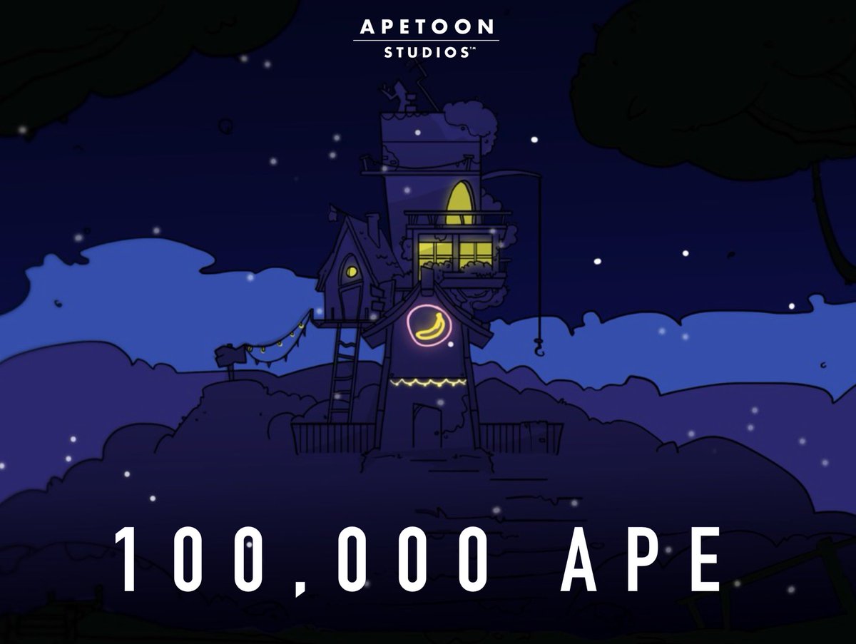 We did it- 100,000 $APE in total volume!

A huge thank you to our incredible community for making this milestone possible. This is just the beginning- more adventures and surprises are ahead.

Here’s to the journey and to all our Apetoons! ✨