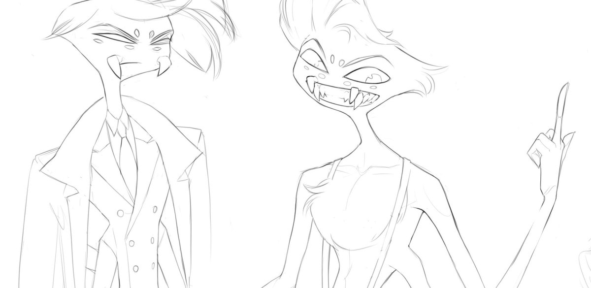 Getting back on track slowly. Ma favorite bois. WIP

#HazbinHotel #AngelDust #Arackniss #OverlordMafiaAU