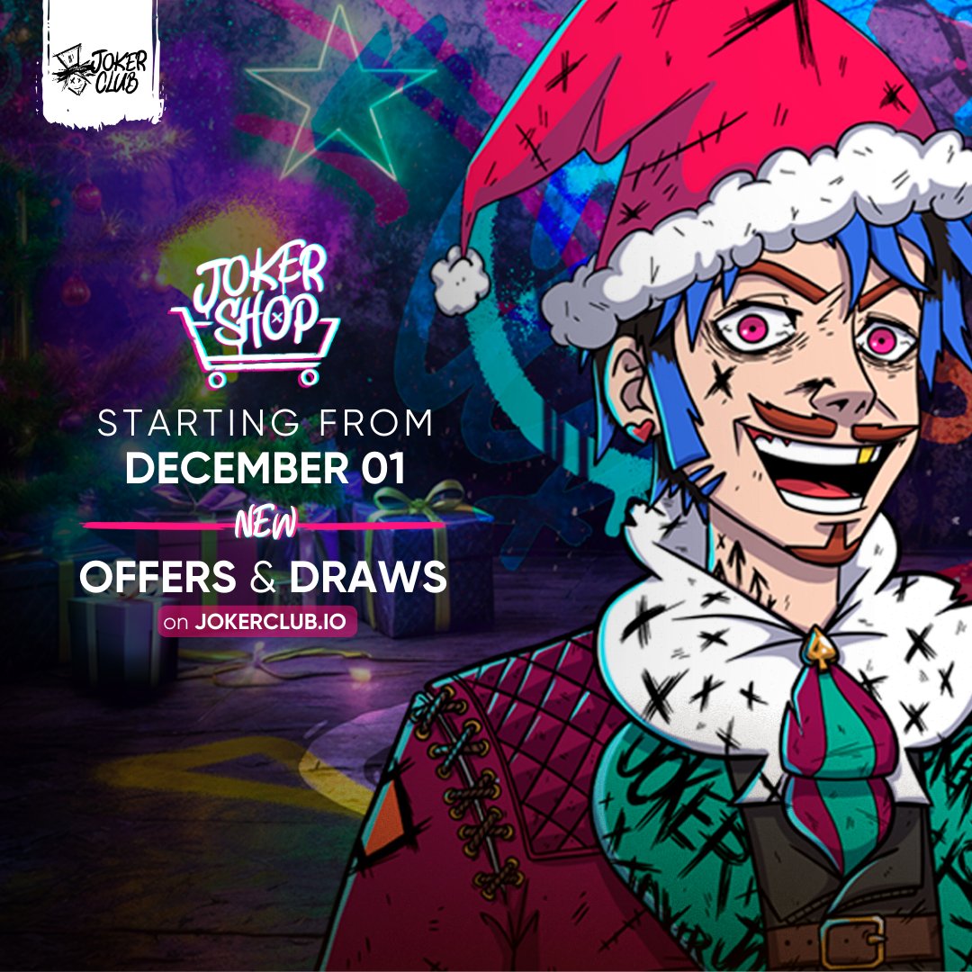 JokerClubSpirit's tweet photo. CHRISTMAS IS HERE on the Joker Shop ❤️‍🔥🎄 

Holders, get ready for a DECEMBER packed with epic gifts.
Hotel nights, Magic shows, (huge) Game Credits, New year event, Gift cards & more. 👀

👉 First draw already live : https://t.co/Mxwe3PpibQ

📢 Get your first Joker NFT to enjoy those advantages : https://t.co/Gjnghlygvt

 #Web3Fun #NFTGifts #UtilityNFT #NFTPerks #TokenRewards #Web3Xmas
#BlockchainChristmas