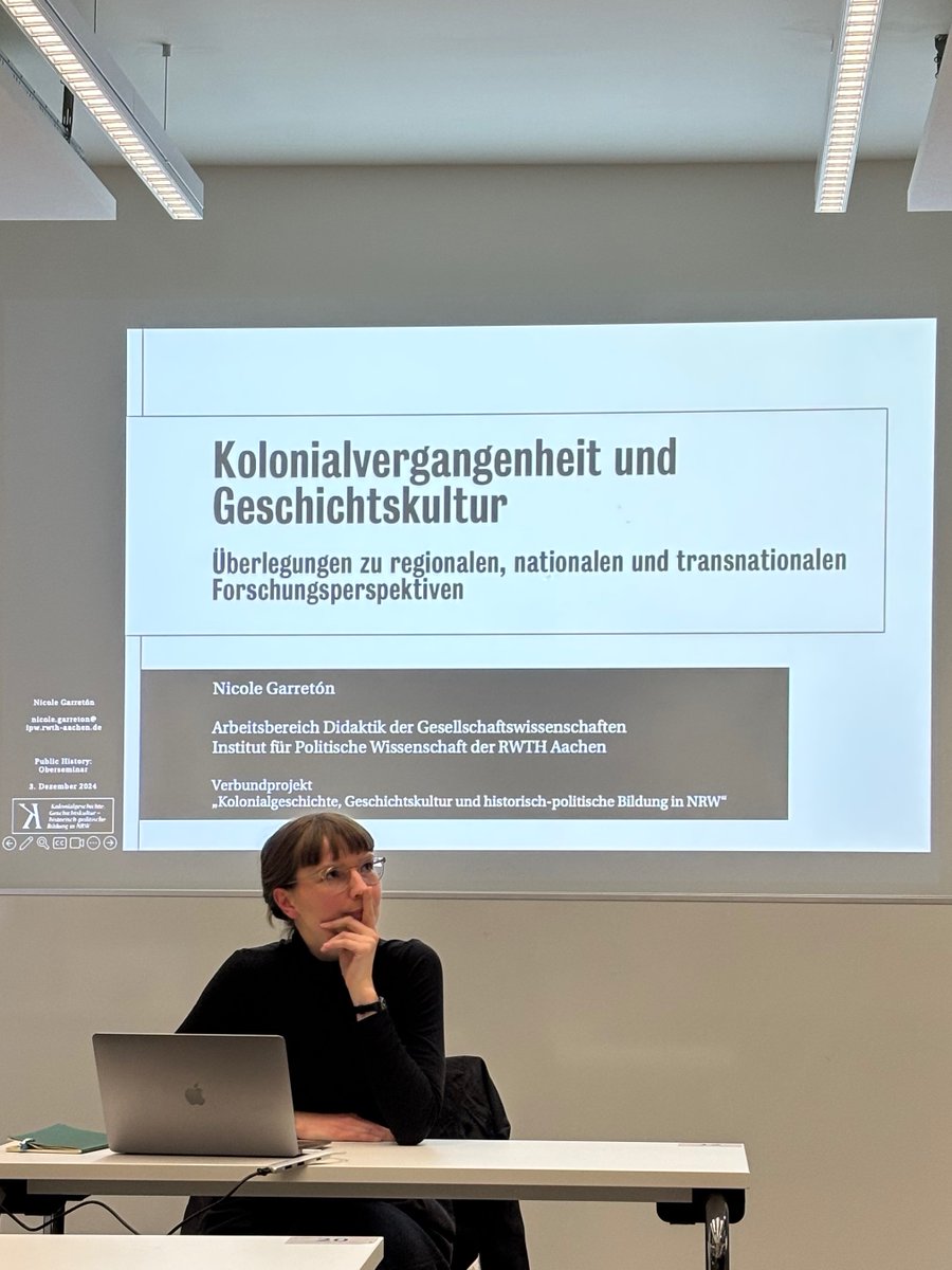 PubHistVienna's tweet photo. Besuch aus Aachen: 
Nicole Garretón von der @RWTH heute bei uns im Oberseminar.

Wir sind gespannt auf ihr Postdoc project zu Kolonialvergangenheit und Geschichtskultur! https://t.co/tWCUPcuQSa