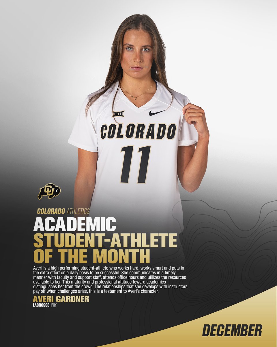 HerbstAcademicCenter (@buffshacademics) on Twitter photo Congratulations to Averi Gardner for being selected as one of our Herbst Academic Center student-athletes of the month for December! <a href="/CUBuffsWLax/">Colorado Buffaloes Lacrosse</a> @cubuffslead @nfoura12 #HACademcis #GoBuffs #STUDENTathlete Congratulations to Averi Gardner for being selected as one of our Herbst Academic Center student-athletes of the month for December! <a href="/CUBuffsWLax/">Colorado Buffaloes Lacrosse</a> @cubuffslead @nfoura12 #HACademcis #GoBuffs #STUDENTathlete