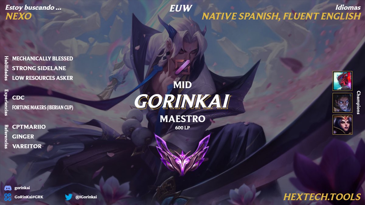 Después de lo sucedido con CDC me pongo LFT de cara al siguiente split solo para NEXO.
Las personas que han trabajado conmigo saben que hay días que soy goriprime y días que soy gorint, este split goriprime viene para quedarse.
Se agradece difusión  🫂