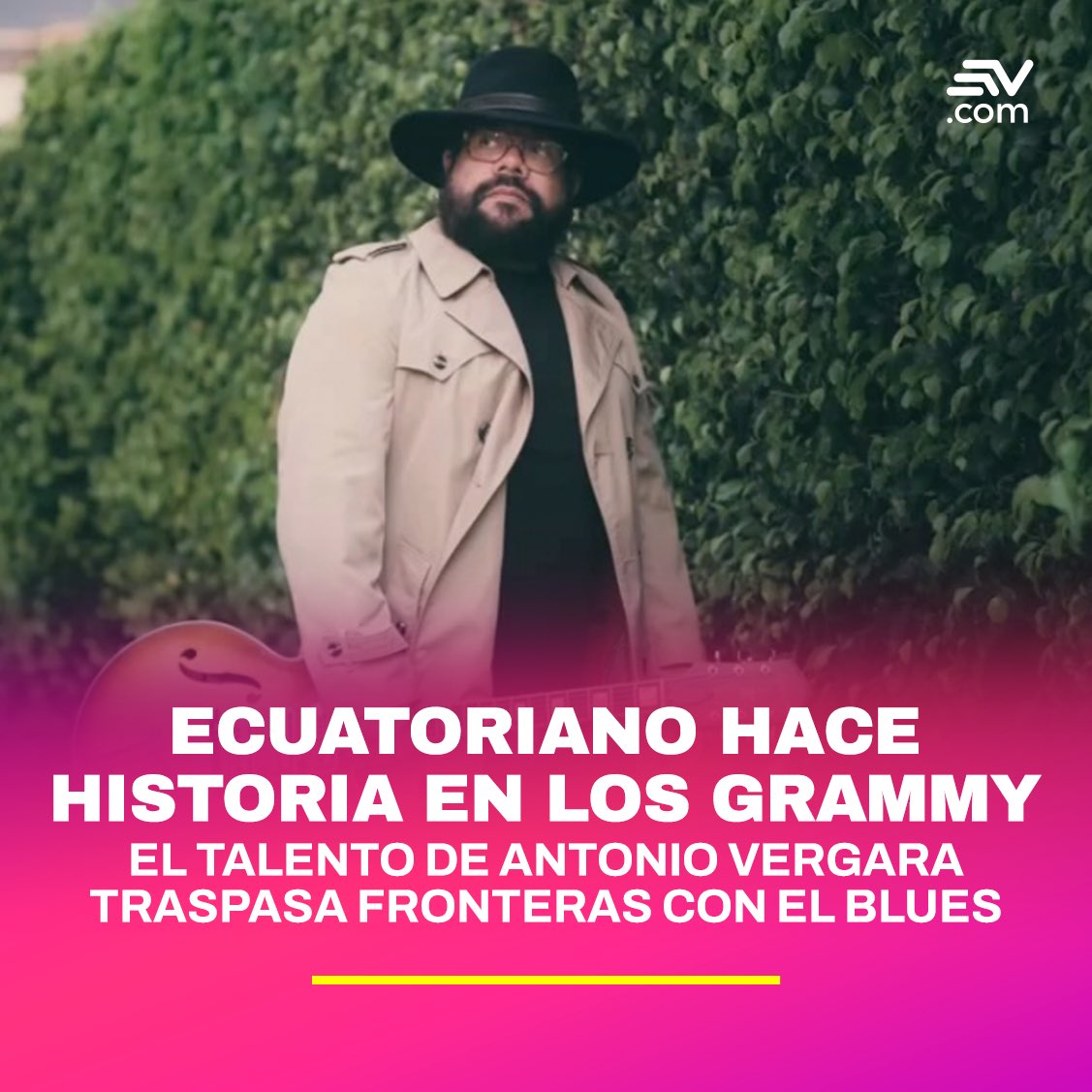 ecuavisa's tweet photo. Su nombre no es tan conocido en la industria del mainstream, pero sí en uno de los premios musicales más importantes del mundo, los Grammy. Se trata de Antonio Vergara, escogido como un posible ganador en la categoría de Mejor Álbum de blues contemporáneo. 💻 https://t.co/0r5dUiGjEE