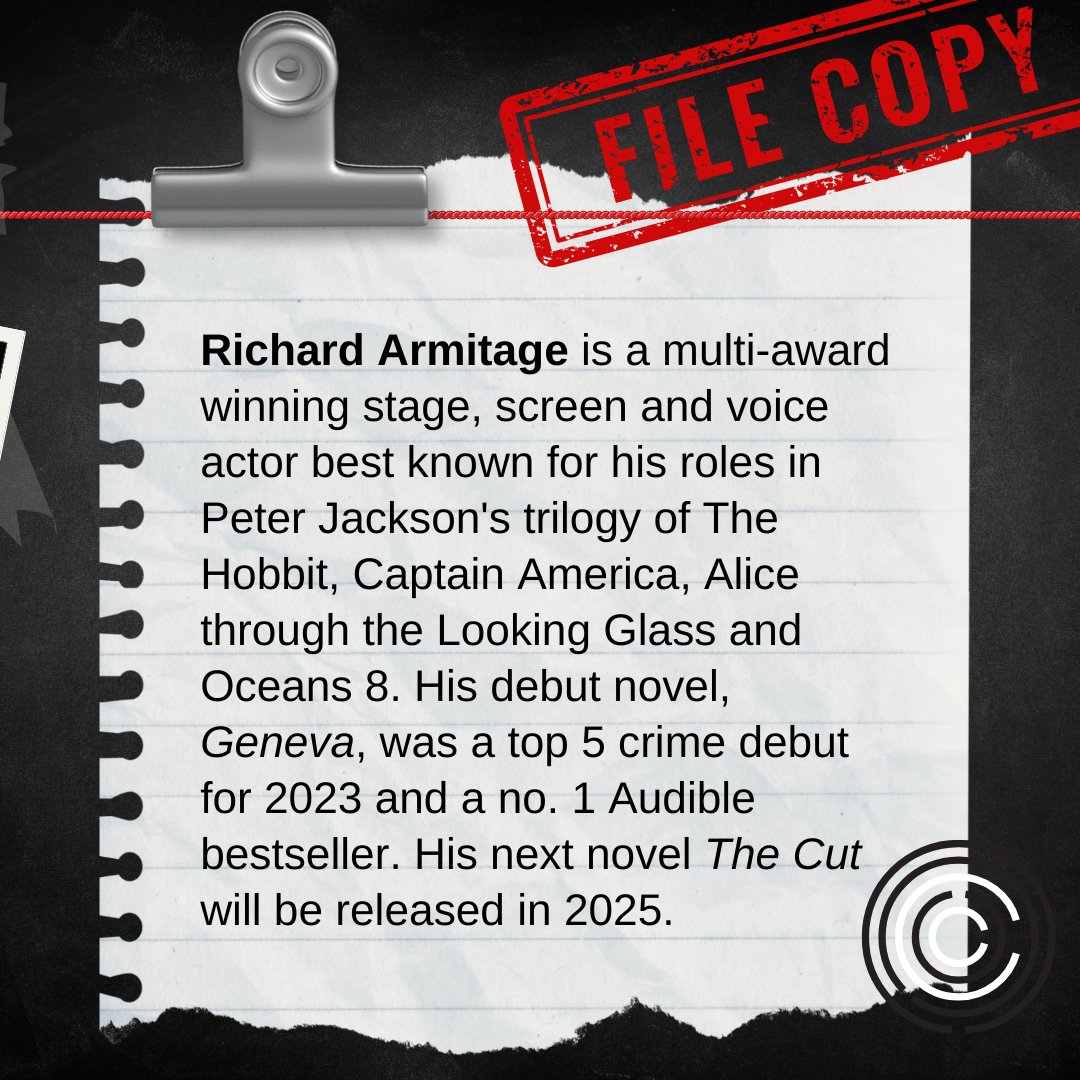 It's official, <a href="/RCArmitage/">Richard Armitage</a> will be at Capital Crime 2025! 😱

🔍 His debut novel, Geneva, was a top 5 crime debut for 2023 &amp; a no. 1 Audible bestseller

🔍 His next hugely anticipated novel The Cut will be released in 2025

Early bird tickets on sale now: capitalcrime.org