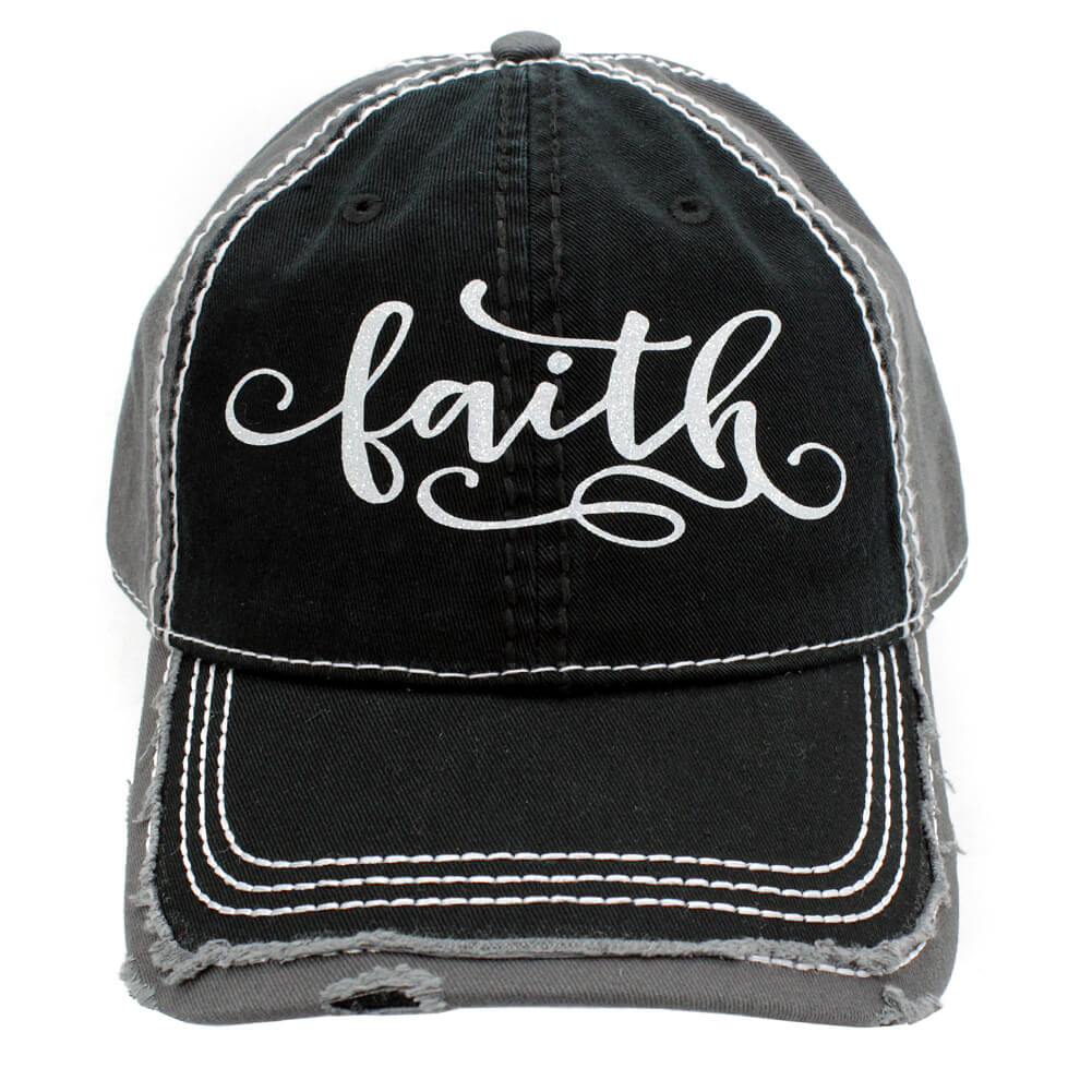 Faith Distressed Black Baseball Style Hat showmecountry.com/product/faith-…