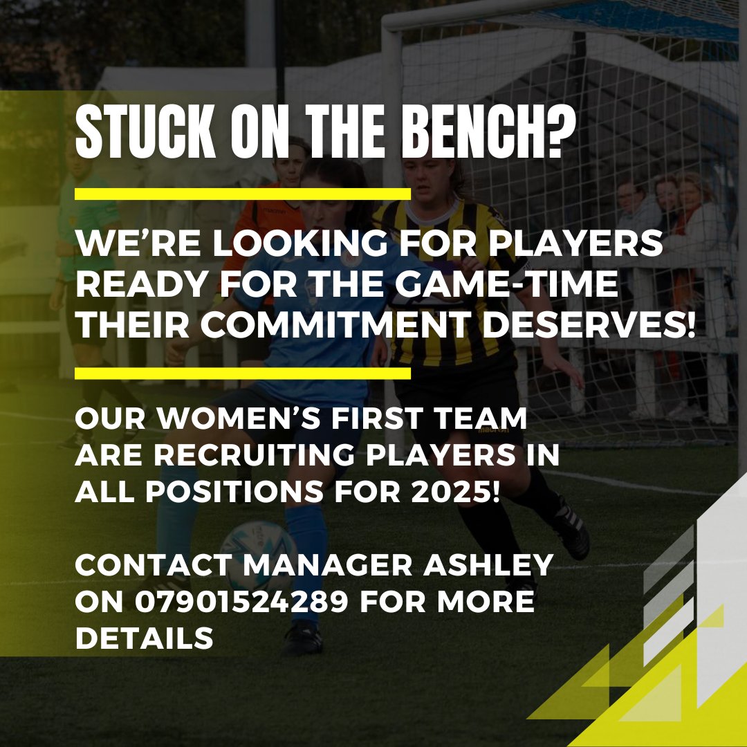 Get the gametime you deserve in 2025!

If you've been training every week for months, yet still find yourself stuck on the bench, you owe it to yourself to look for a new challenge.

The only way to improve is to play! Contact Ashley on 07901524289 for training details