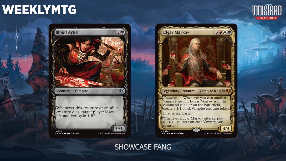 wizards_magicES's tweet photo. Liliana: reina de lo gótico Y de lo retro 🖤
¡Edgar está muy guapo con este tratamiento de Showcase Fang! 🩸
#MTGInnistrad https://t.co/IZzSw7Yzbo