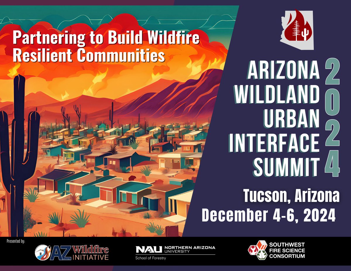 SWfirescience's tweet photo. Our first #Arizona Wildland Urban Interface (WUI) Summit kicks off tomorrow in #Tucson #AZ. 

We are looking forward to seeing you and for a great week of talks and discussions!

See you tomorrow! 🔥🌵

Find our agenda and more here: https://t.co/FNFo31Cra2 https://t.co/c44fVv7Q29