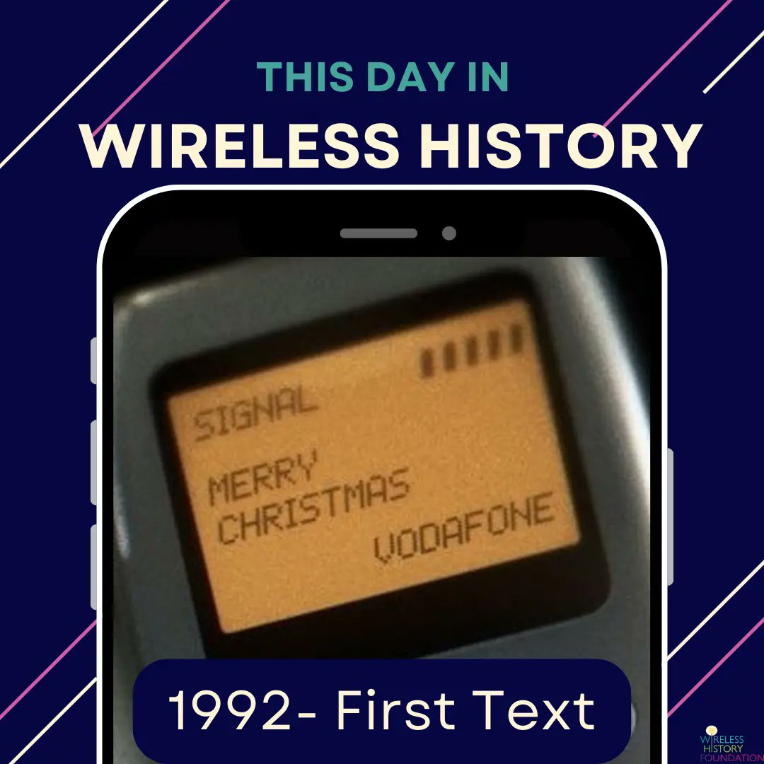 wirelesshistory's tweet image. On this day, in 1992, the first text is sent by employees of Logica CMG.

Learn more about this event timeline.wirelesshistoryfoundation.org/timeline?id=64…

#Wireless #WirelessHistory #FirstTextMessage