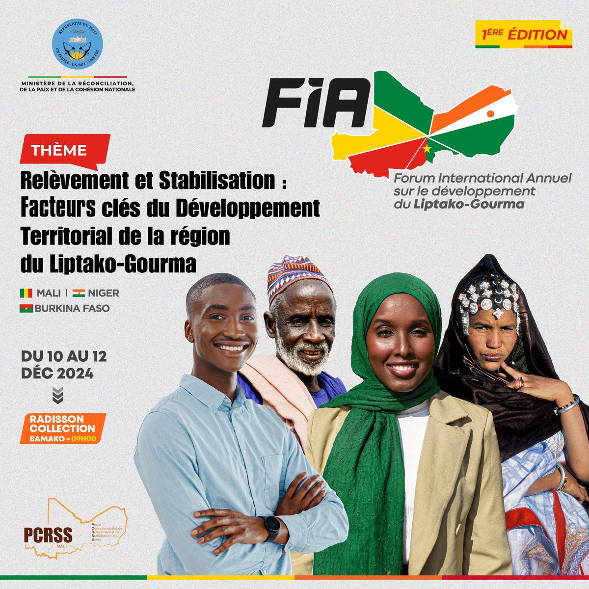 PCRSSMali's tweet image. Du 10 au 12 décembre à Bamako, rejoignez les acteurs du changement pour construire un avenir durable et inclusif dans cette région stratégique. Ensemble, relevons les défis et saisissons les opportunités. ✨

#LiptakoGourma #DéveloppementDurable  #Mali #Niger #BurkinaFaso #FIA