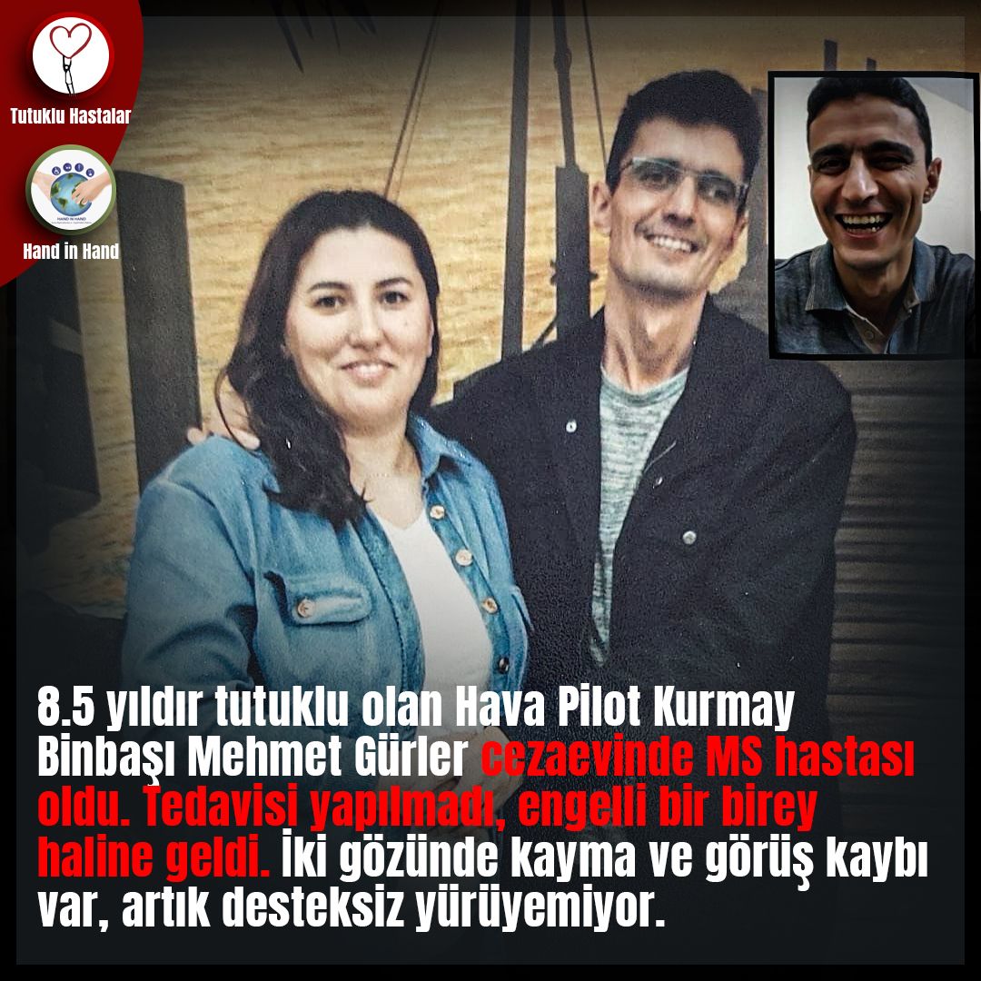 sahingoz_dr's tweet photo. Cezaevinde başkalarının yardımı ile işlerini yapabilen Albay Mustafa Çay gibi Binbaşı Mehmet Gürler de MS hastası.
Yıllardır cezaevindeler.
Zulüm üstüne zulüm.
EngelliMahpusa TutuksuzÇözüm
@yilmaztunc 

Seçim günü 2 kişiyi öldüren, Ak Parti (Malatya’da) ilçe başkanının 67 yaşındaki babası, 4 yıl cezaevinde kaldıktan sonra “Kocama hali” vs denilerek tahliye edilmişti.
#GueneyKore #EngellilerGün�� #DuenyaEngellilerGuenue 

https://t.co/WgbrFAcmxo