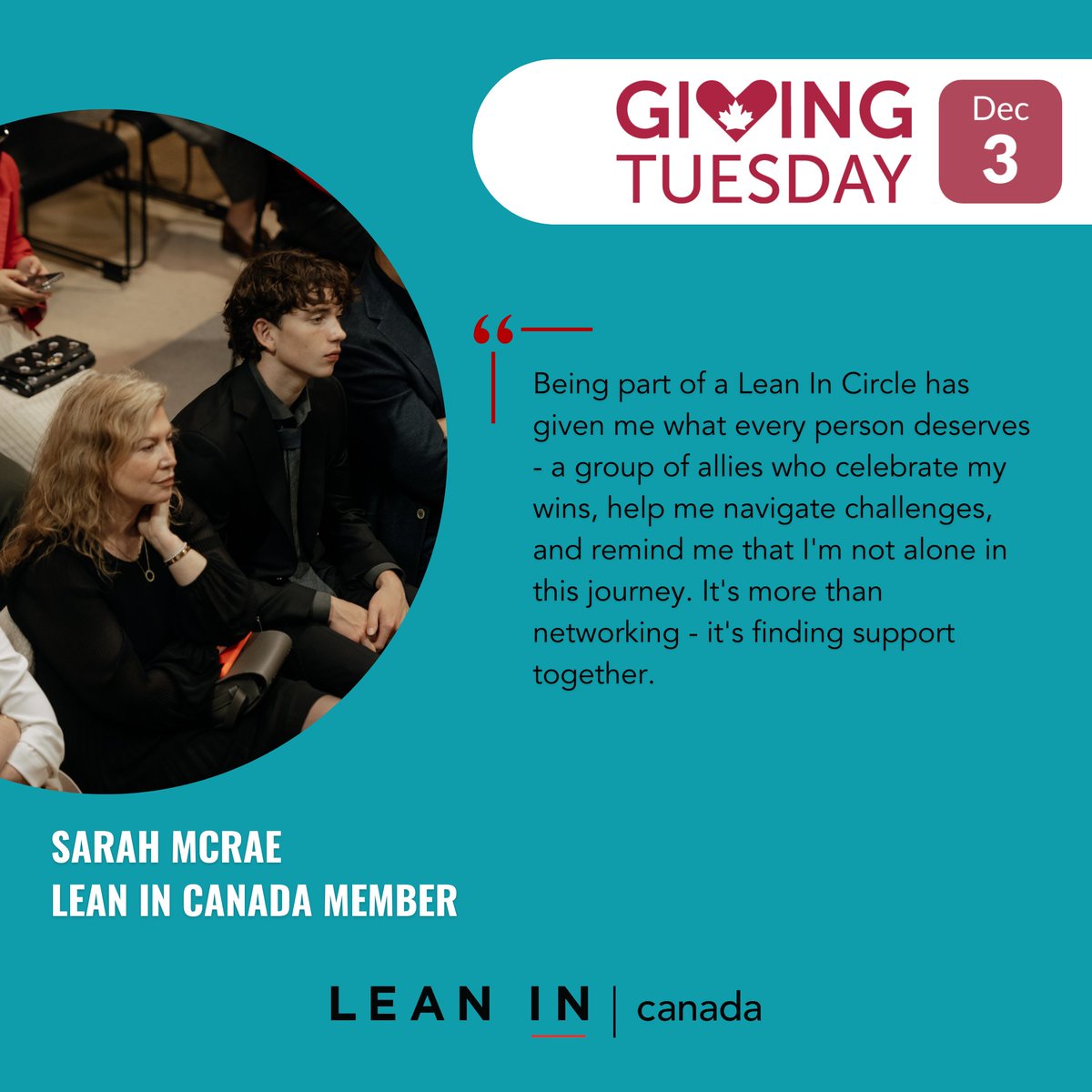This Giving Tuesday, we’re calling on women leaders, allies, and advocates to accelerate gender equity. 💙 Together, we can uplift women in leadership, build communities, and drive change!

🌟: can.givergy.com/leanincanada

#LeanInCanada #EmpowerWomen #GenderEquity
