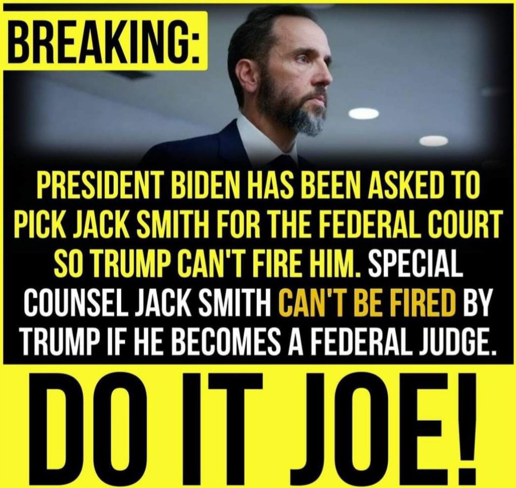 YES or NO 

Should President Biden nominate Jack Smith? 👍🏽
