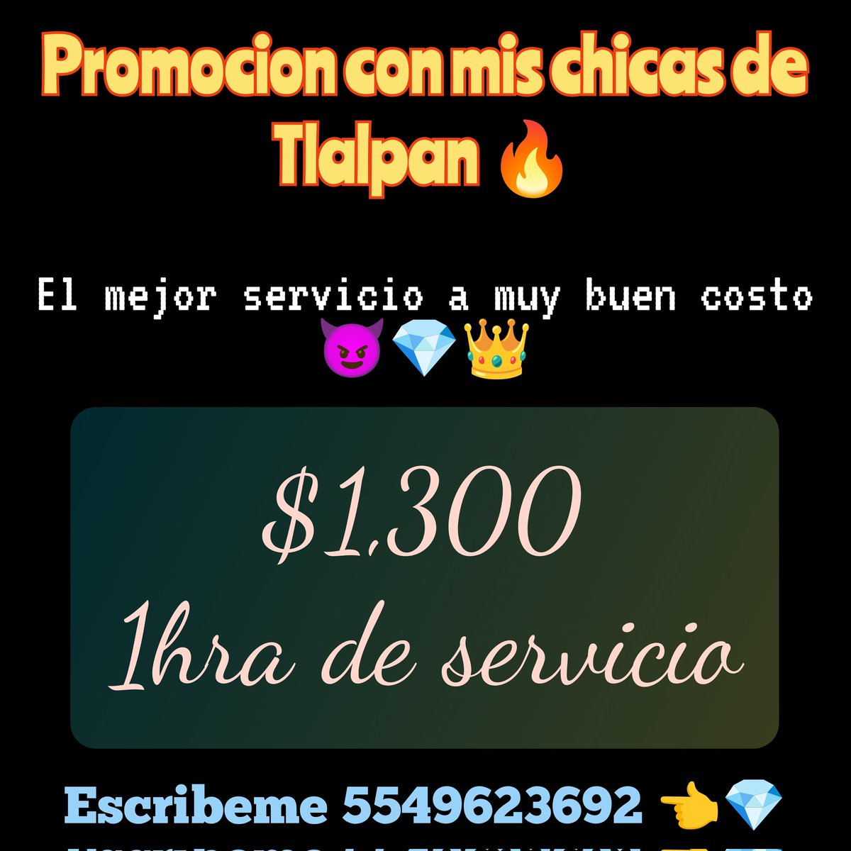 Vamonos con esta promocion con mis chicas de Tlalpan 😈🔥
Las mas aferradas a hacerte pasar el mejor sexo mi bro!!
Ya estan disponibles en la zona de TLALPAN 💎🔥
Tambien seguimos trabajando con costo normal otras zonas
Escribeme a mi WhatsApp
 5549623692 👈😈💎