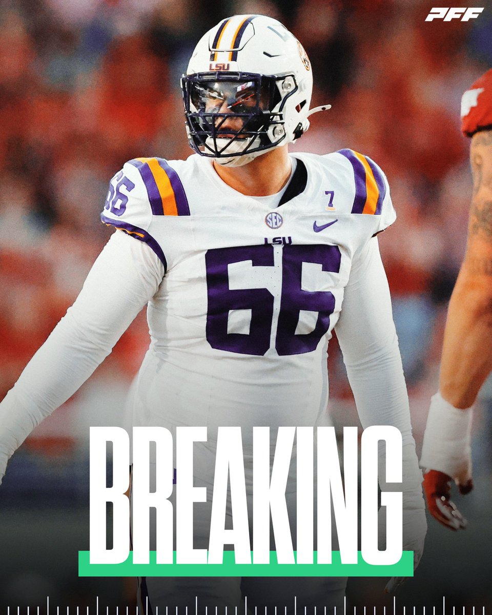 PFF_College's tweet photo. LSU Offensive Tackle Will Campbell has declared for the 2025 NFL Draft, he announced

OT1 on the PFF Big Board📊 https://t.co/ipb24NBz18