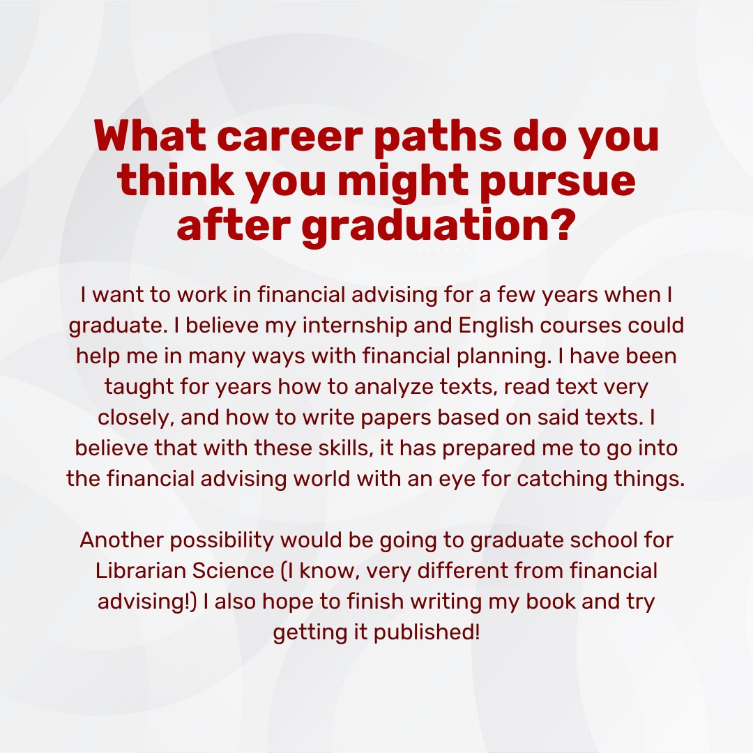Temple Department of English (@englishattemple) on Twitter photo English majors intern in all sorts of interesting places! This semester, Sam Hough (‘25) worked with the Alumni & Development Office in Temple’s Fox School of Business. Swipe to read about Sam's experience!
Interested in doing an internship? Connect with stan.mir@temple.edu. English majors intern in all sorts of interesting places! This semester, Sam Hough (‘25) worked with the Alumni & Development Office in Temple’s Fox School of Business. Swipe to read about Sam's experience!
Interested in doing an internship? Connect with stan.mir@temple.edu.