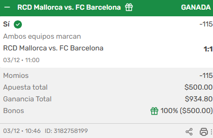 ApuestasInge's tweet photo. Facil Apuesta Ganada

Mallorca vs Barcelona  Ambos Anotan -115✅

#Barcelona #Laliga https://t.co/SRVFH09oLC