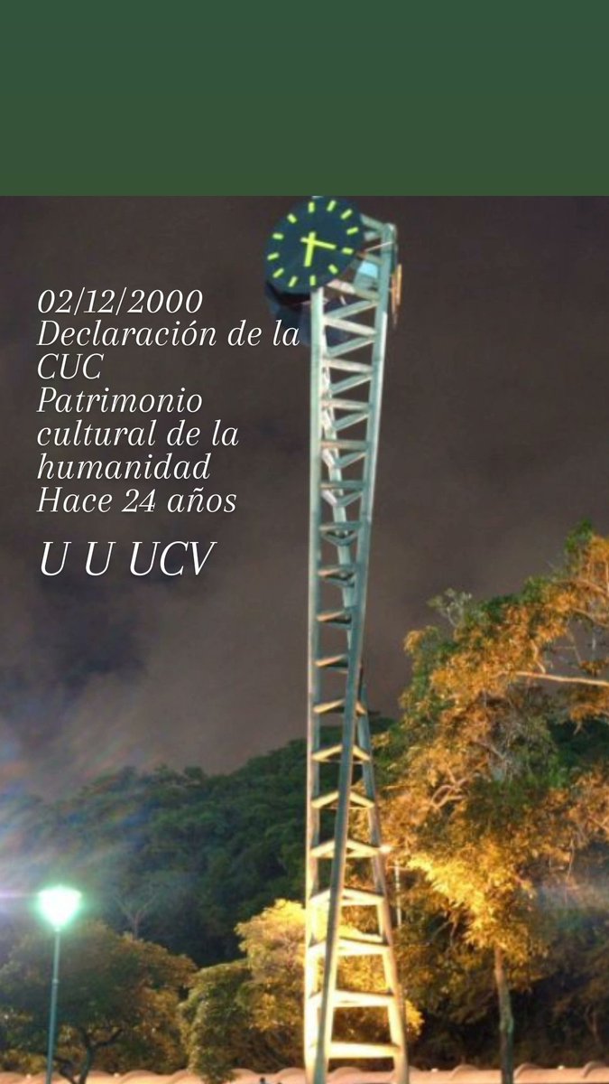 Declaración de la CUC como Patrimonio Cultural de la Humanidad.

El 02 de diciembre del año 2000, la UNESCO confirió esta distinción a la Ciudad Universitaria de Caracas.
Hace 24 años, este complejo  recibió esta Declaración por lo que representa para nuestro país y el mundo
#UCV