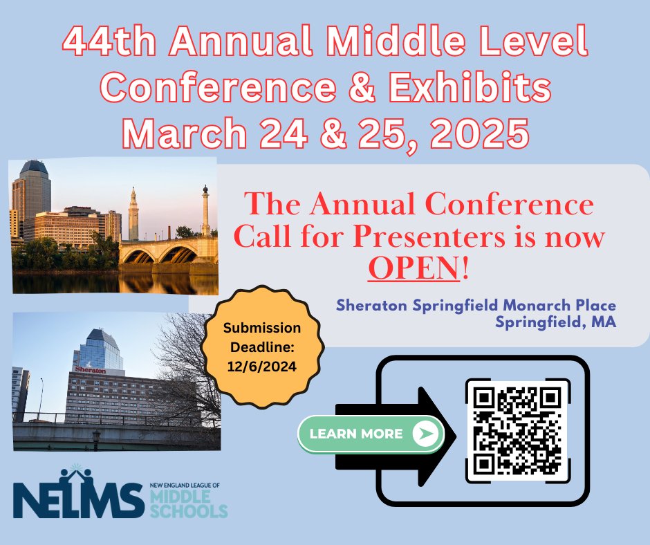 🚨🚨DEADLINE COMING UP!🚨🚨
The NELMS Annual Conference is an amazing opportunity for you to share what you are doing in your school or classroom with other educators. 

Go to nelms.org/ac-presenterca… to learn more!

Submission Deadline is Friday, December 6, 2024!